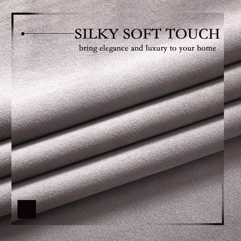 SPXTEX Grey Velvet Curtains for Living Room and Bedroom - Super Soft, Blackout, Heavy, 108 Inches Long With Grommets - Set of 2 Panels, Light Grey - Image 3